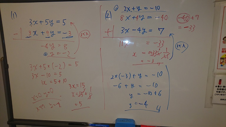 連立方程式の解き方（加減法）