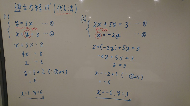 連立方程式の解き方 代入法 つくば理数塾 Scimath